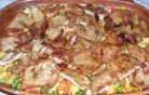 Zöldséges hús (cseréptálban)