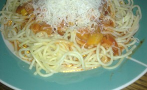 Zöldséges-paradicsomos spagetti