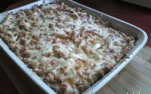 Csőben sült zöldséges penne