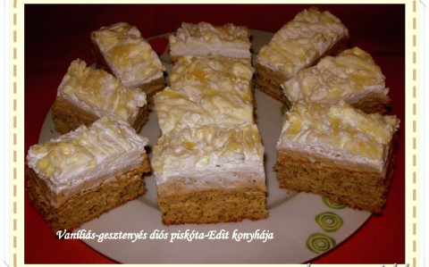 Vaníliás gesztenyés diós piskóta