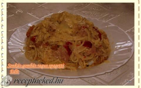Sonkás-gombás ragus spagetti