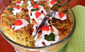 Tejszínes-cukkinis spagetti szárított paradicsommal