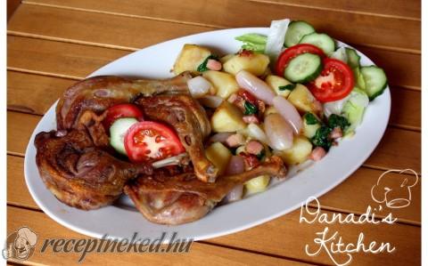 Ropogós kacsacomb bébispenótos-szalonnás krumplival