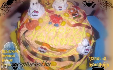 Halloweeni sütőtökös, karamellkrémes torta