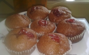 Étcsokis-meggyes muffin