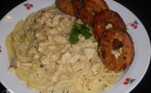 Mustáros csirkemell spagettivel