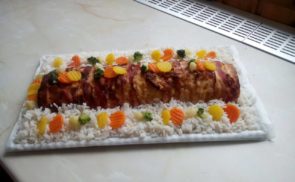 Csirkemell őzgerinc formában bacon-nel