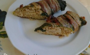 Töltött kel baconba tekerve
