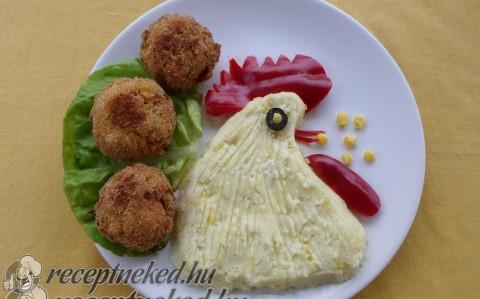 Tojásfasírt kakas alakú krumplipürével