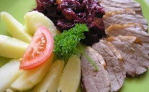 Sült libamellfilé, fényezett zöldségekkel