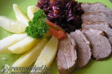 Sült libamellfilé, fényezett zöldségekkel