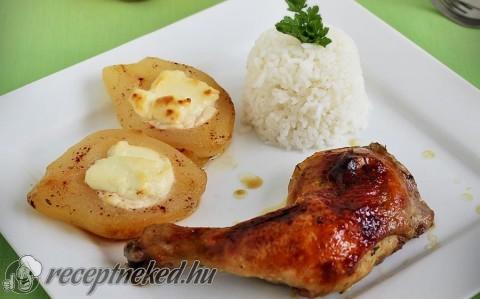 Csirkecomb mascarponés körtével