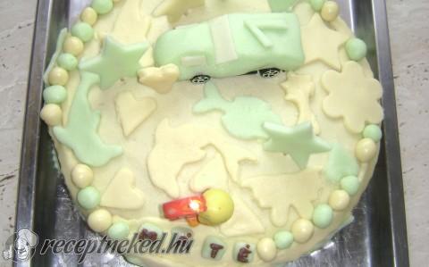 Tejszines-meggyes torta fondant-al