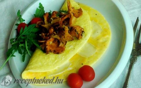 Omlett brie sajttal, rókagomba-raguval