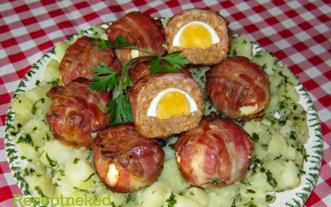 Tojással töltött baconos fasírt