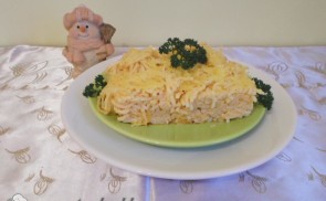 Tojásos csirkemellel rakott spagetti