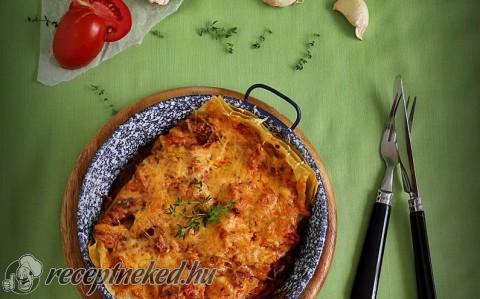 Kolbászos-gombás lasagne