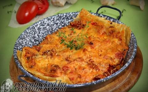 Kolbászos-gombás lasagne