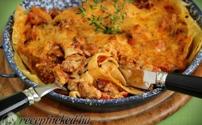 Kolbászos-gombás lasagne