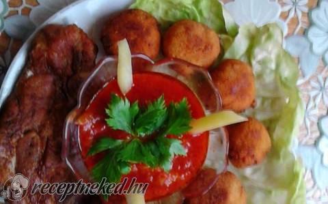 Sült tarja csodagombócokkal, chilis mártogatóssal