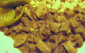 Zúzapörkölt vargányával