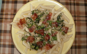 Zöldborsó pestós penne