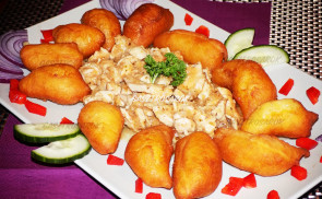 Részeges csirke burgonyakrokettel