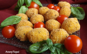 Zöldfűszeres rántott mozzarella golyók