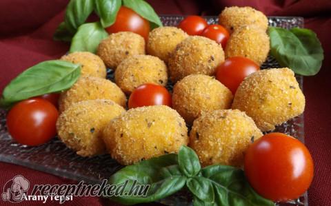 Zöldfűszeres rántott mozzarella golyók