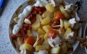 Mini saslik tzatziki salátával