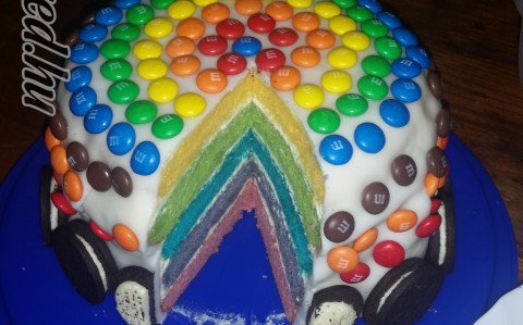 Gluténmentes szivárvány torta