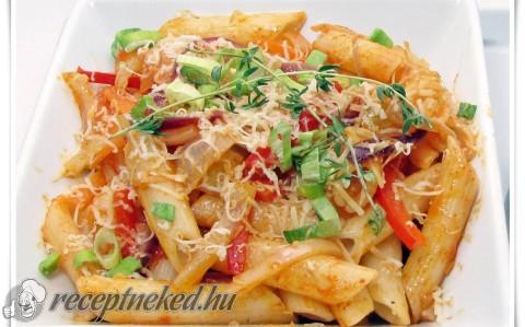 Zöldséges penne padlizsánkrémmel