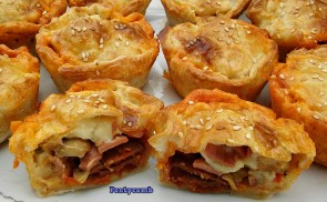 Sonkás muffin leveles tésztából