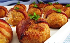 Sárgarépás fasírtgolyók baconben sütve