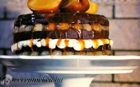 Csokis-karamellás körte torta