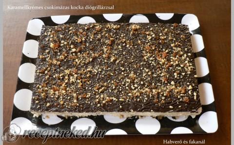 Karamellkrémes csokimázas kocka diógrillázzsal
