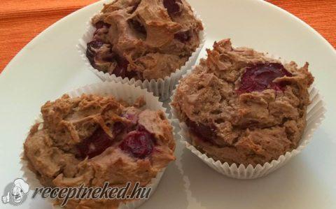 Gluténmentes, cukormentes meggyes muffin