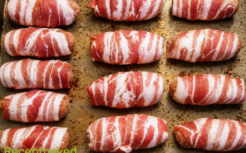 Sajttal töltött fasírt baconbe tekerve