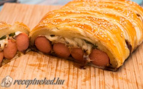 Hot dog leveles tésztában