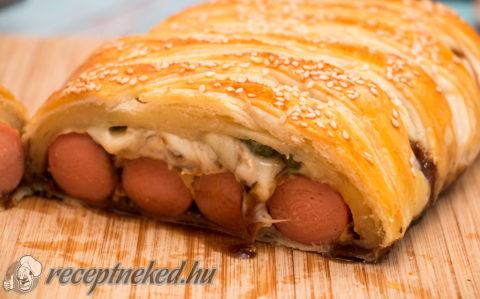 Hot dog leveles tésztában