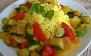 Cukkini, paprika, paradicsom összesütve