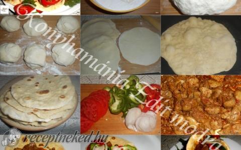 Tortilla csirkemájjal és zöldségekkel