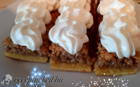 Gesztenyekrémes-dióhabos linzer szelet