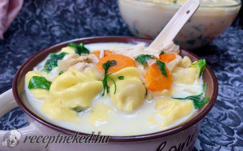 Krémes, csirkés tortellini leves