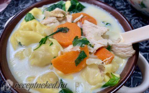 Krémes, csirkés tortellini leves
