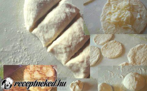 Sajttal töltött lángos kelesztés nélkül