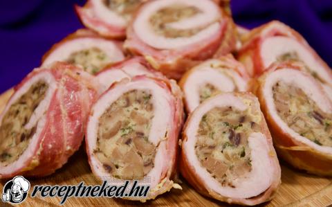 Baconos-gombás pulykatekercs