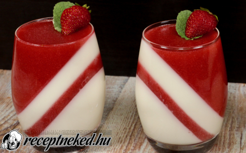 Csíkos epres panna cotta