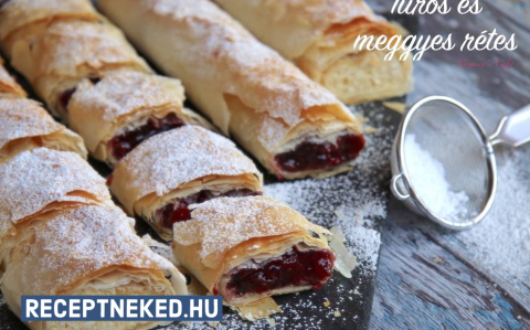 Túrós és meggyes rétes