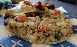Párolt zöldséges bulgur
